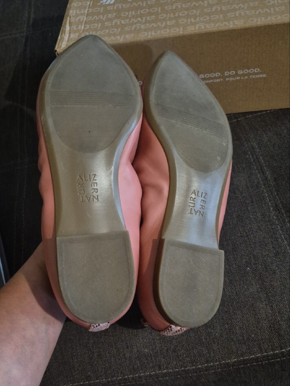 Naturalizer Mauve Leather Pointed-Toe Ballet Flats 9 - Picture 6 of 10